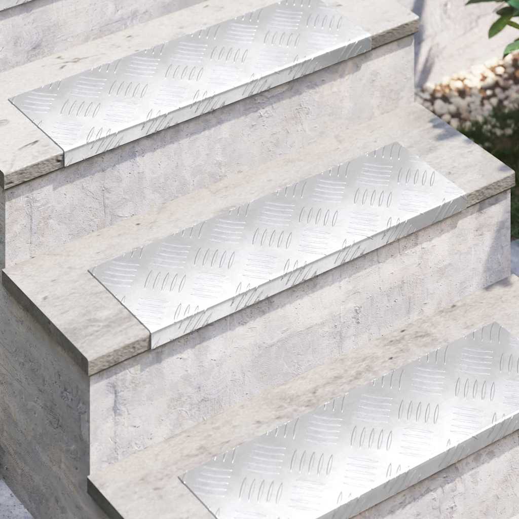 Vidaxx Treppenstufe rechteckig 10 Stück Silber 60 x 18 cm Aluminium