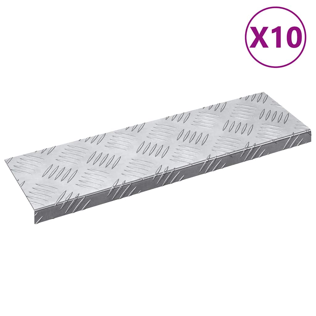 Vidaxx Treppenstufe rechteckig 10 Stück Silber 60 x 18 cm Aluminium