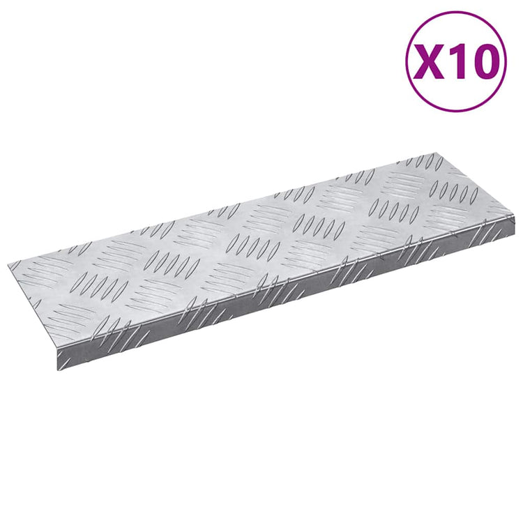 Vidaxx Treppenstufe rechteckig 10 Stück Silber 60 x 18 cm Aluminium