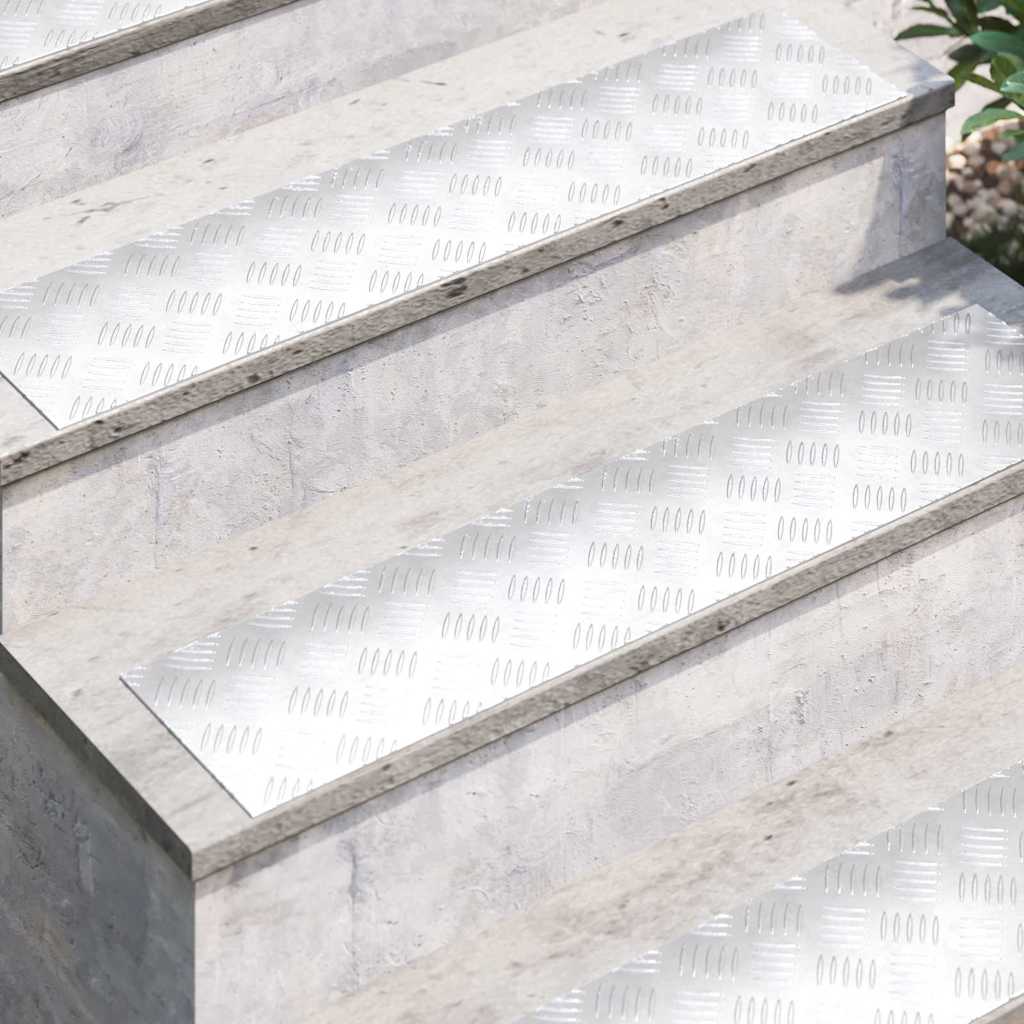 Vidaxx Treppenstufe rechteckig 4 Stk. Silber 90 x 20 cm Aluminium