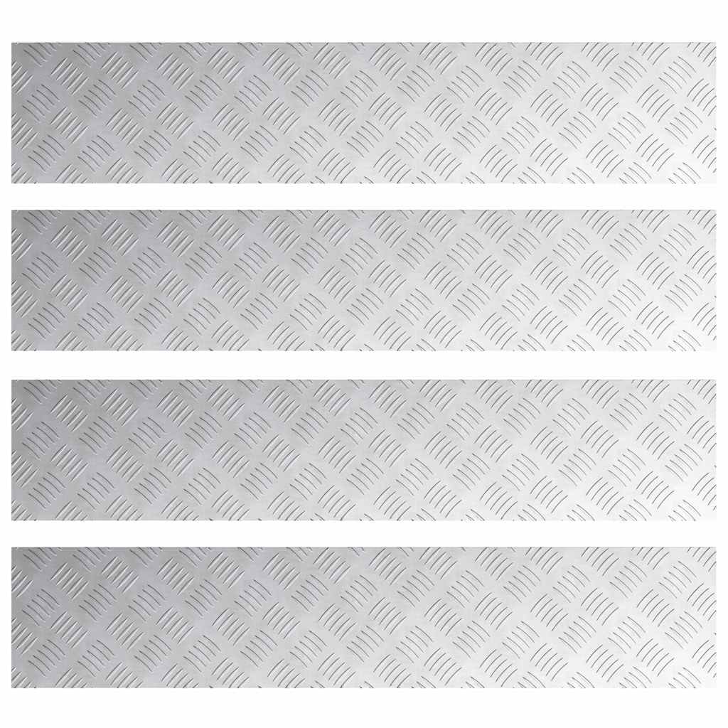 Vidaxx Treppenstufe rechteckig 4 Stk. Silber 100 x 20 cm Aluminium