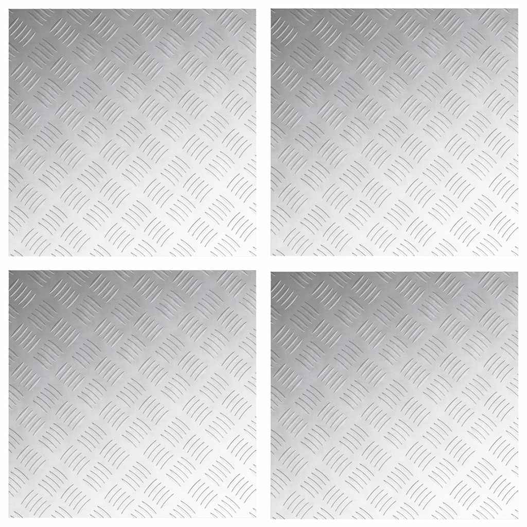 Vidaxxl Treppenstufe quadratisch 4 Stk. Silber 50 x 50 cm Aluminium