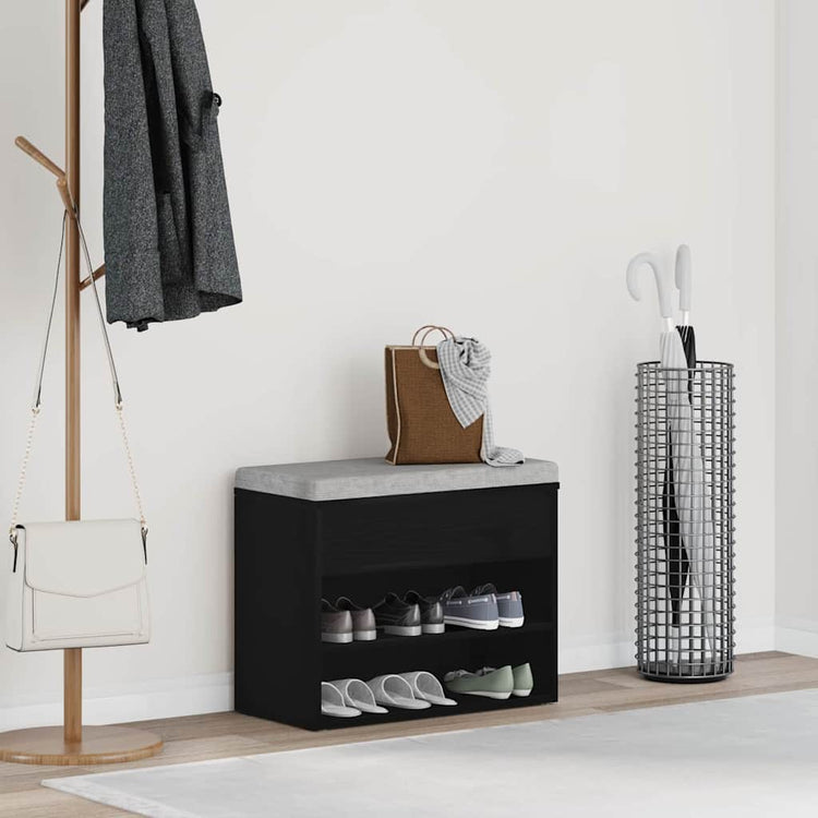 Vidaxx Schuhbank mit Ablage Eiche schwarz 60 x 30 x 45 cm Holzwerkstoff