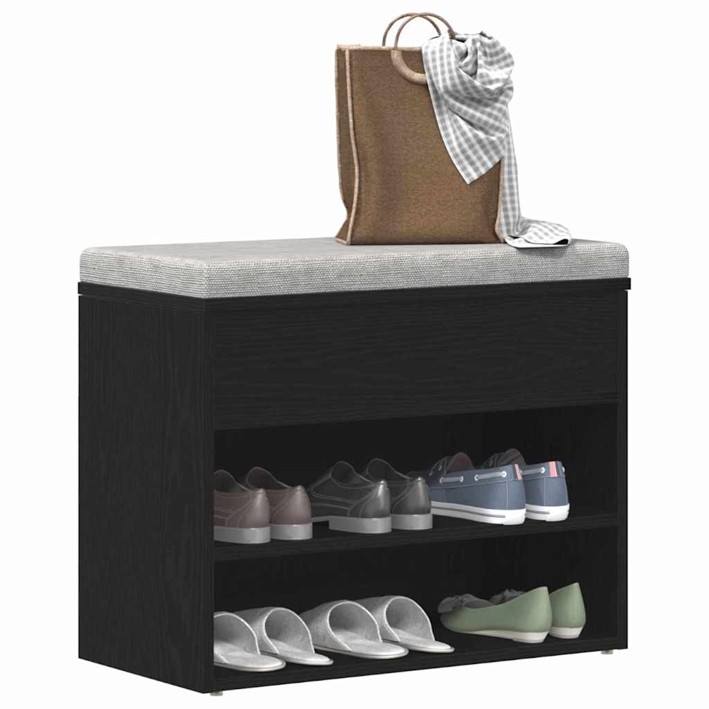 Vidaxx Schuhbank mit Ablage Eiche schwarz 60 x 30 x 45 cm Holzwerkstoff