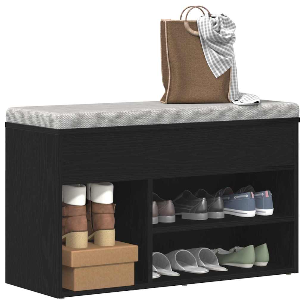 Vidaxl Schuhbank mit Ablage, schwarze Eiche, 80 x 30 x 45 cm, Holzwerkstoff