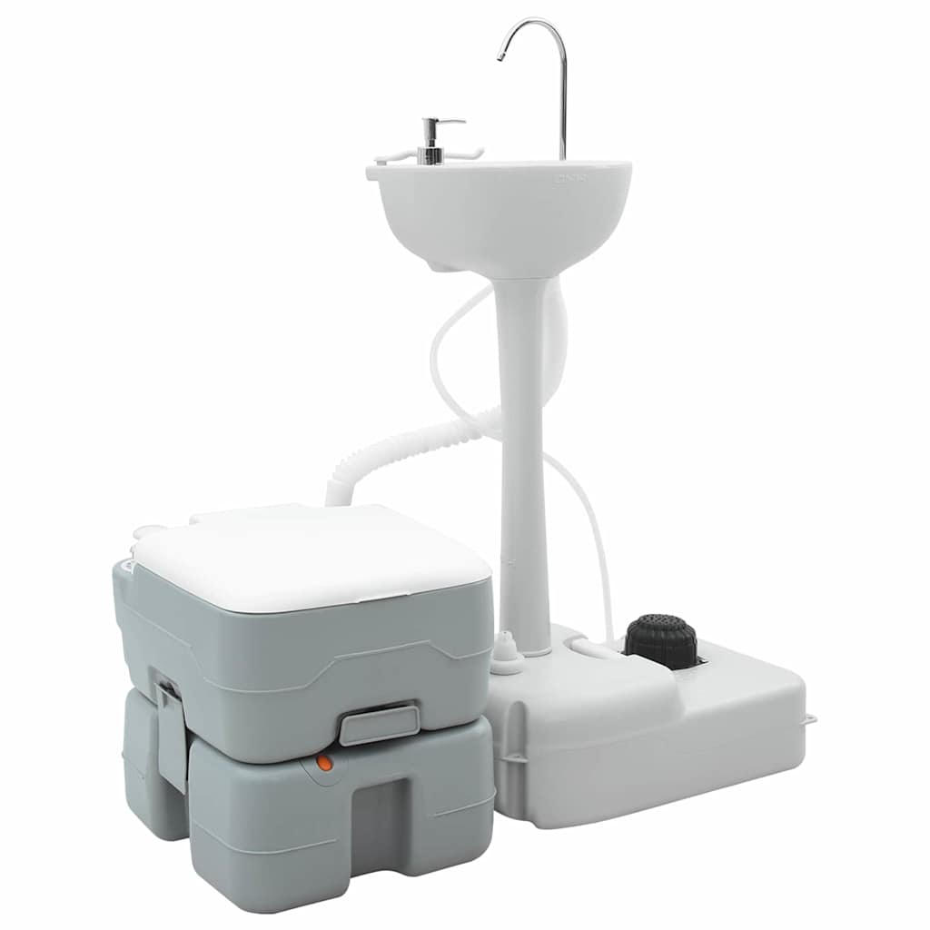 VidaXL Camping-Toilettenset 2-tlg. Grau 50,5 x 33 x 103 cm