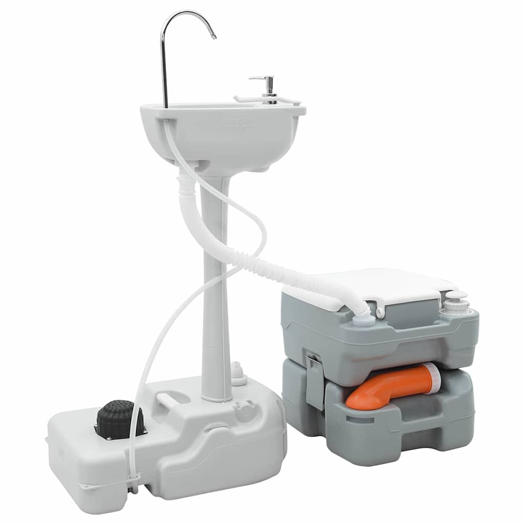 VidaXL Camping-Toilettenset 2-tlg. Grau 50,5 x 33 x 103 cm