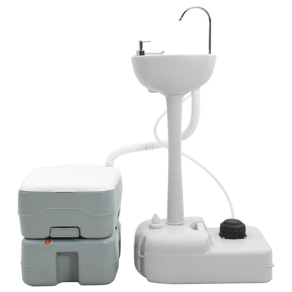 VidaXL Camping-Toilettenset 2-tlg. Grau 50,5 x 33 x 103 cm