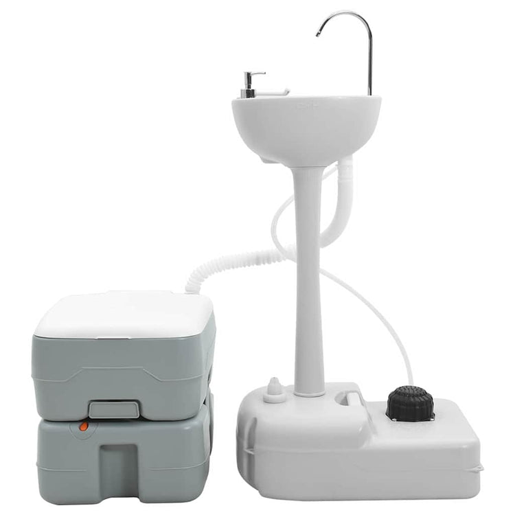 VidaXL Camping-Toilettenset 2-tlg. Grau 50,5 x 33 x 103 cm