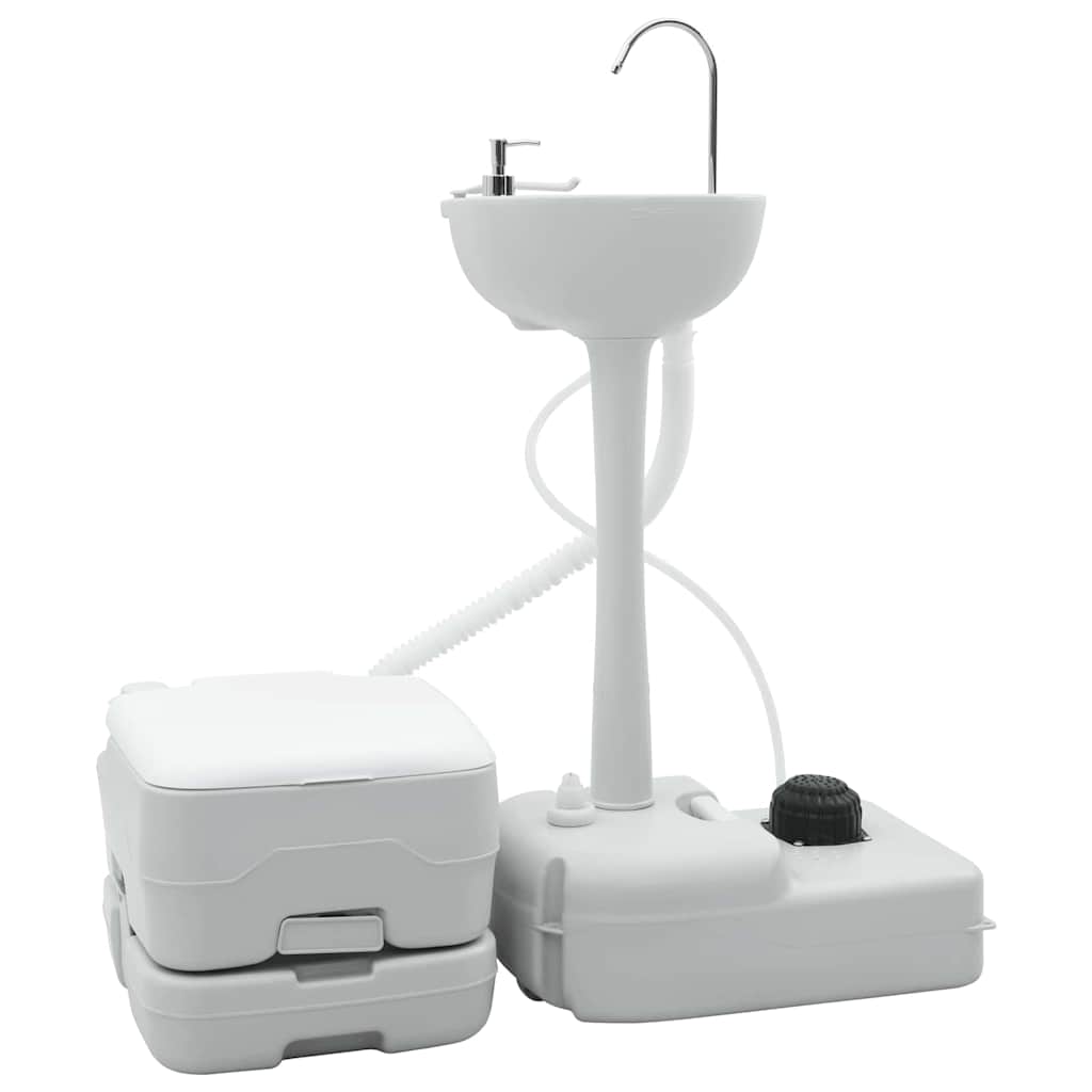 VidaXL Camping-Toilettenset 2-tlg. Grau und Weiß