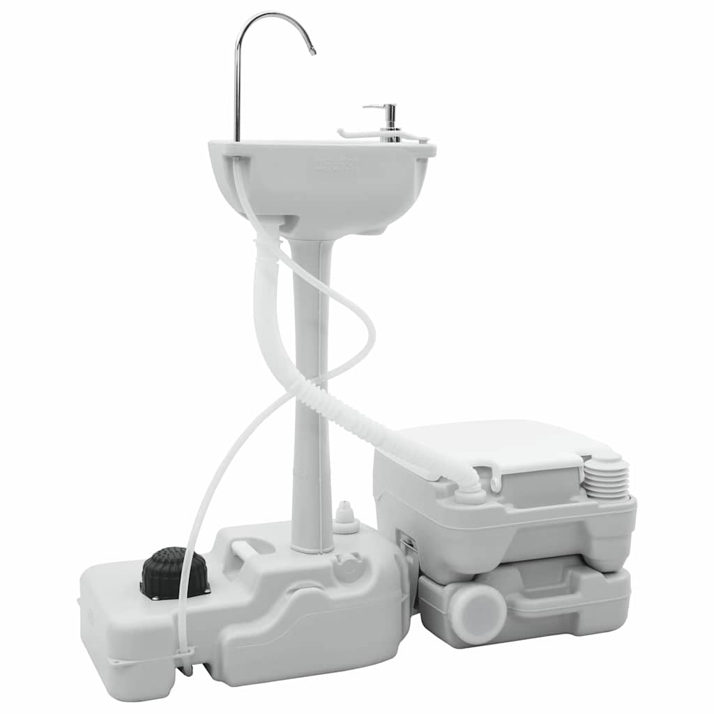 VidaXL Camping-Toilettenset 2-tlg. Grau und Weiß