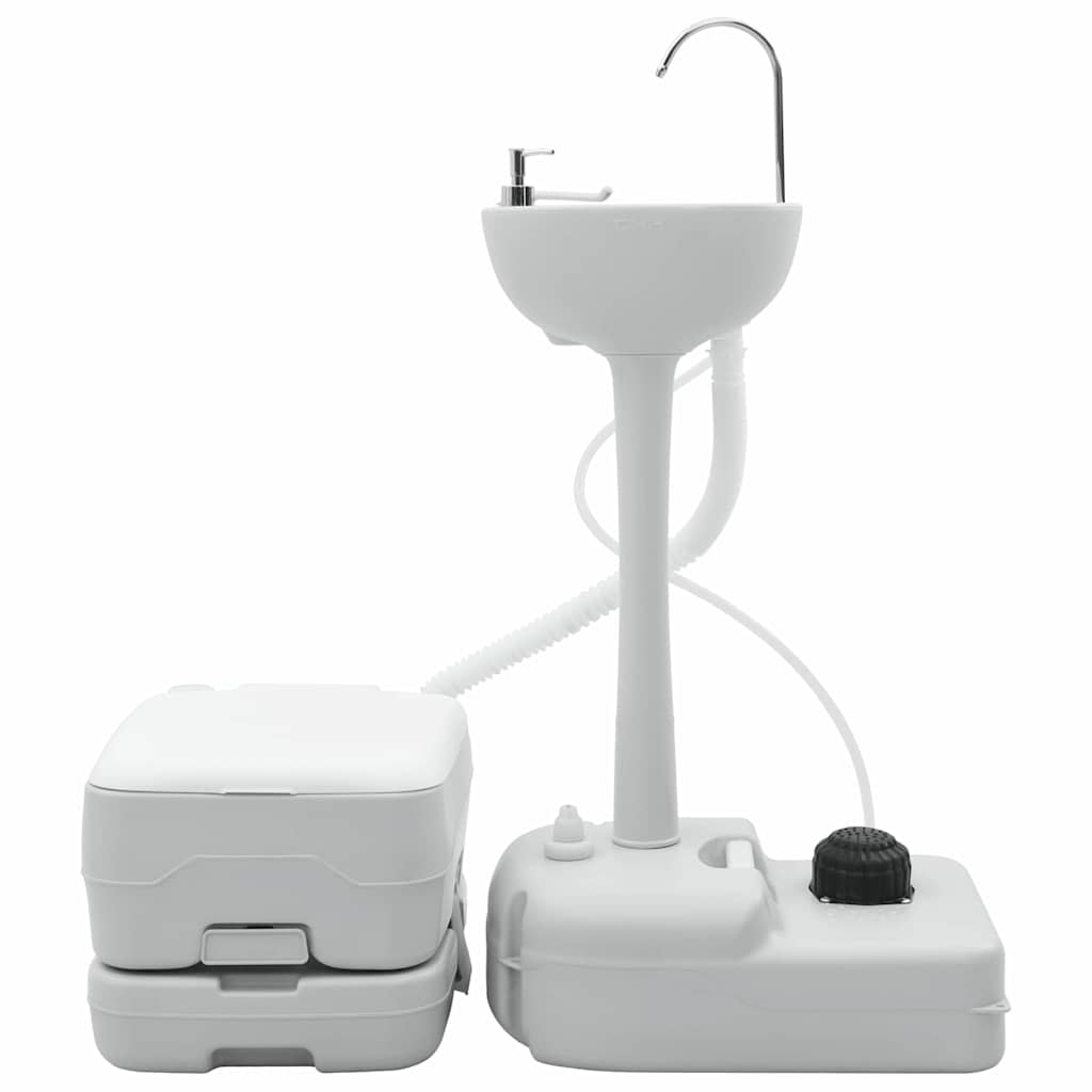 VidaXL Camping-Toilettenset 2-tlg. Grau und Weiß