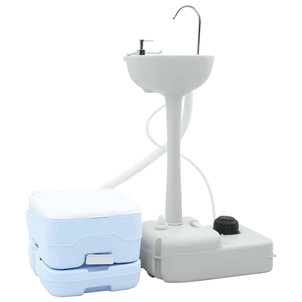 VidaXL Camping-Toilettenset 2-tlg. Blau und Weiß