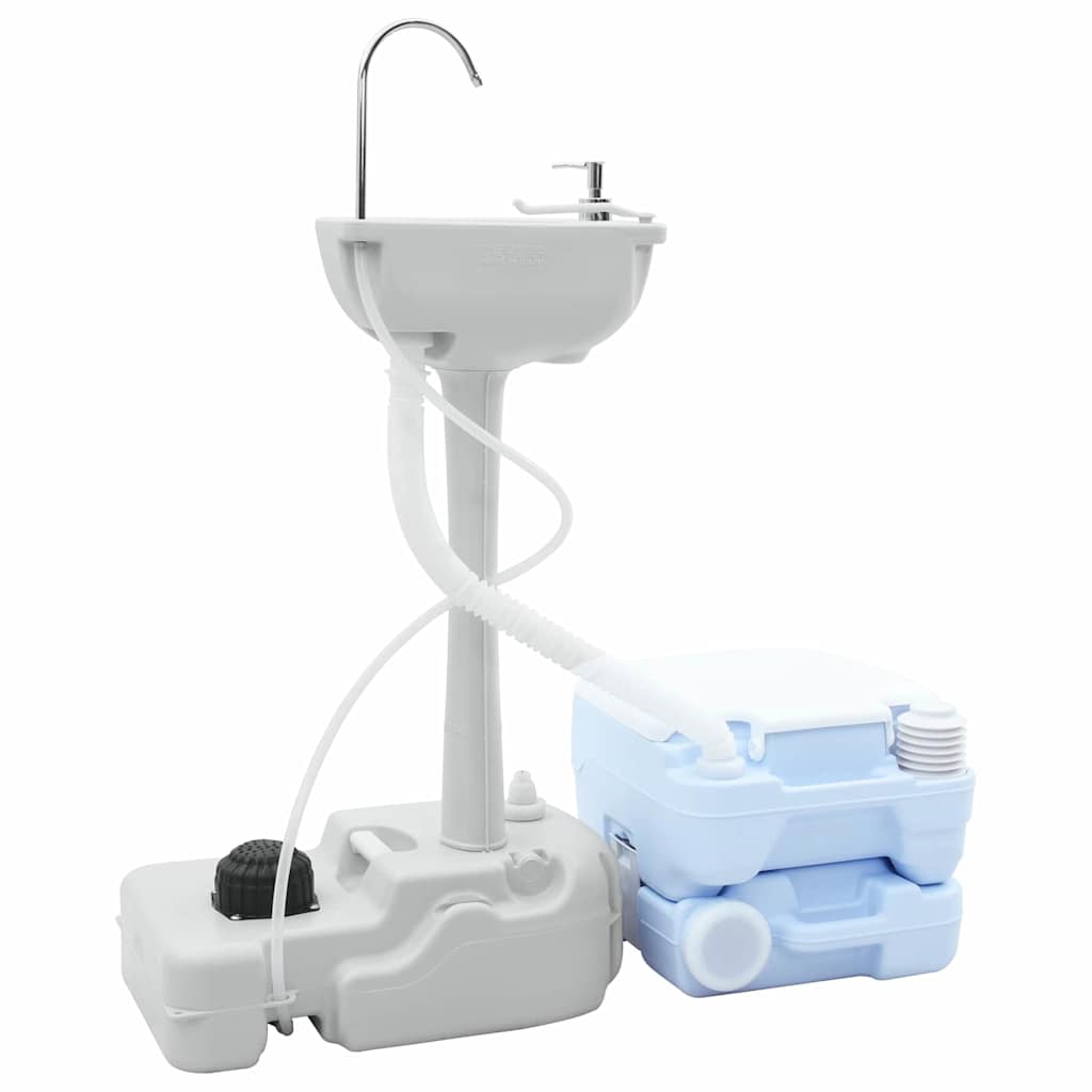 VidaXL Camping-Toilettenset 2-tlg. Blau und Weiß