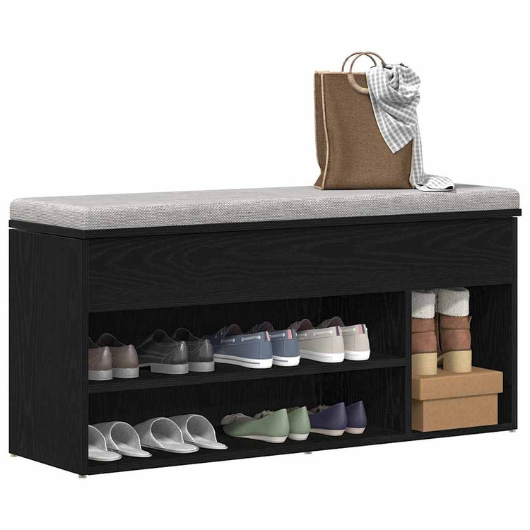 Vidaxx Schuhbank 102x30,5x45 cm Spanplatte Eiche schwarz