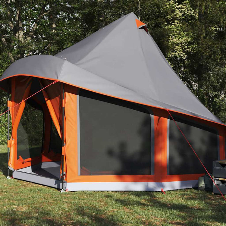 Vidaxx Family Tipi Zelt Tipi Grau und Orange 404 x 370 x 270 cm