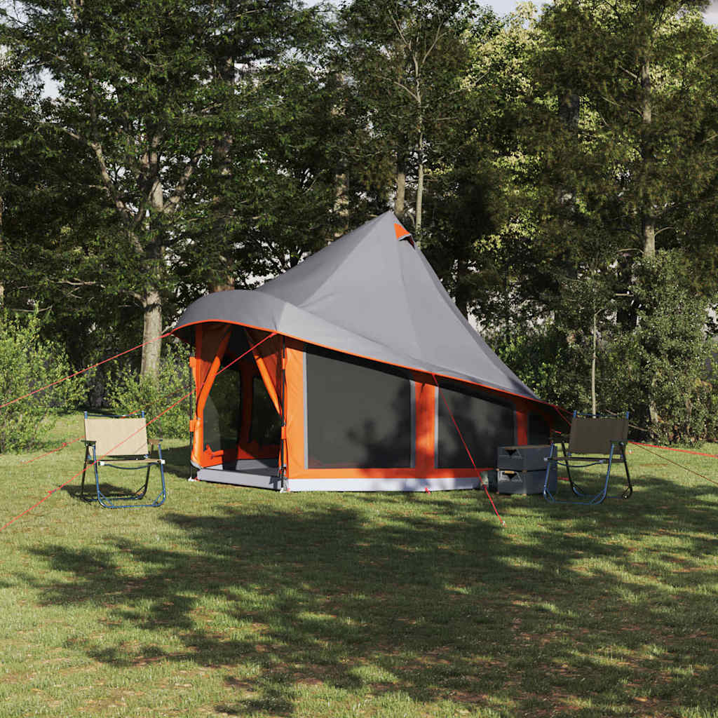 Vidaxx Family Tipi Zelt Tipi Grau und Orange 404 x 370 x 270 cm