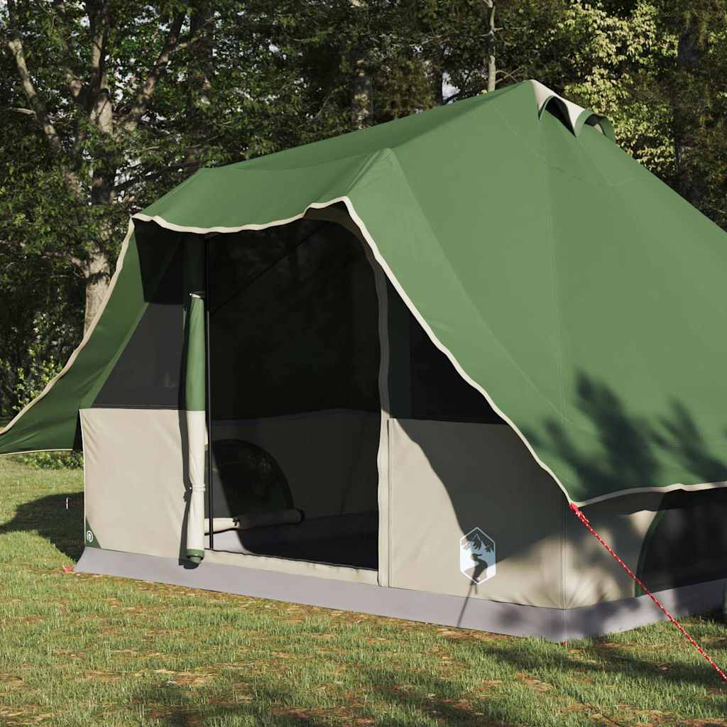 Vidaxx Tipi-Zelt mit Dach mit Stauraum, grün, 358 x 296 x 258 cm, Taft