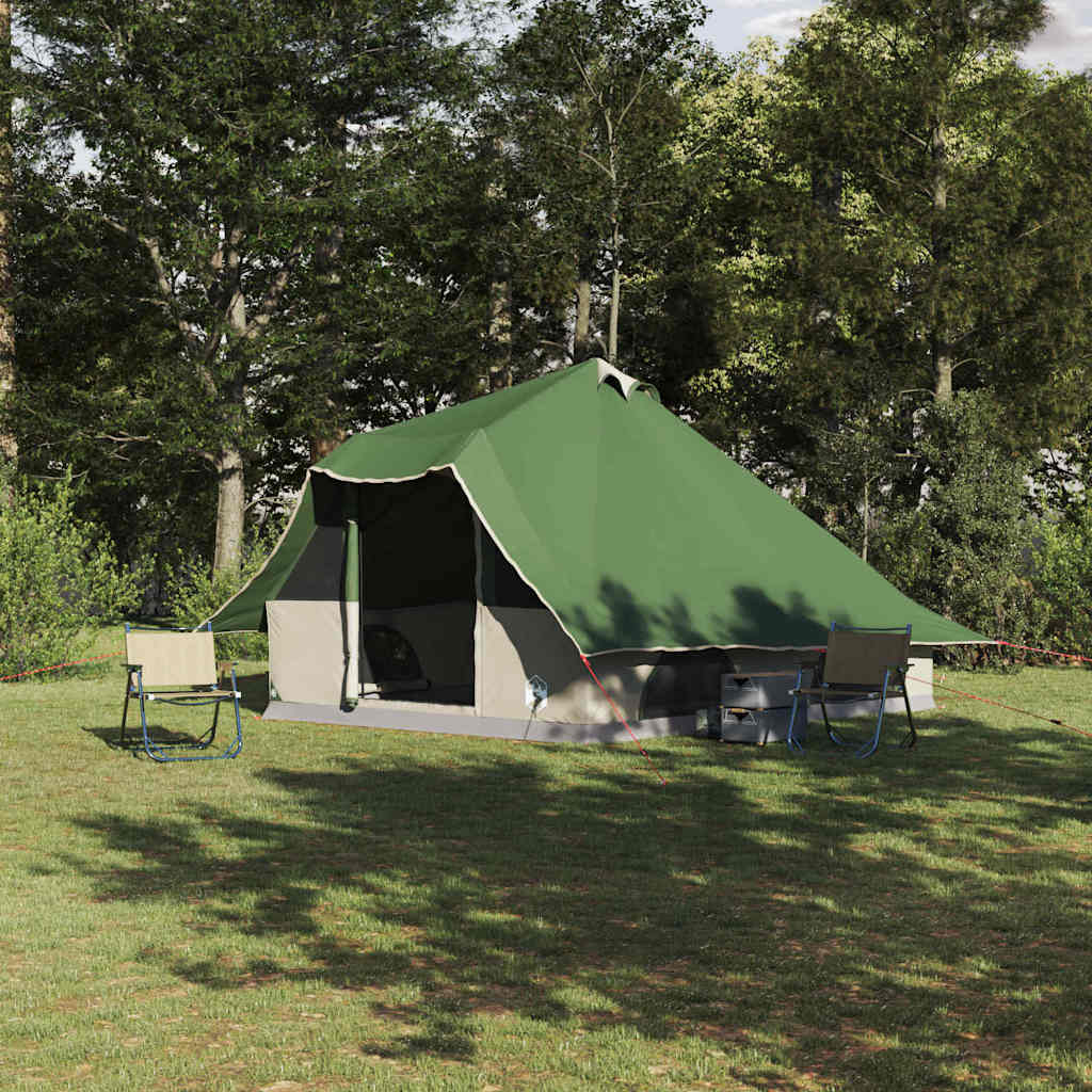 Vidaxx Tipi-Zelt mit Dach mit Stauraum, grün, 358 x 296 x 258 cm, Taft