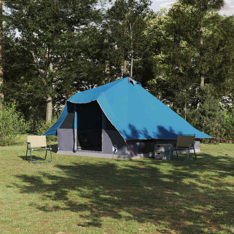 Vidaxx Tipi-Zelt mit Dach mit Stauraum, blau, 358 x 296 x 258 cm, Taft