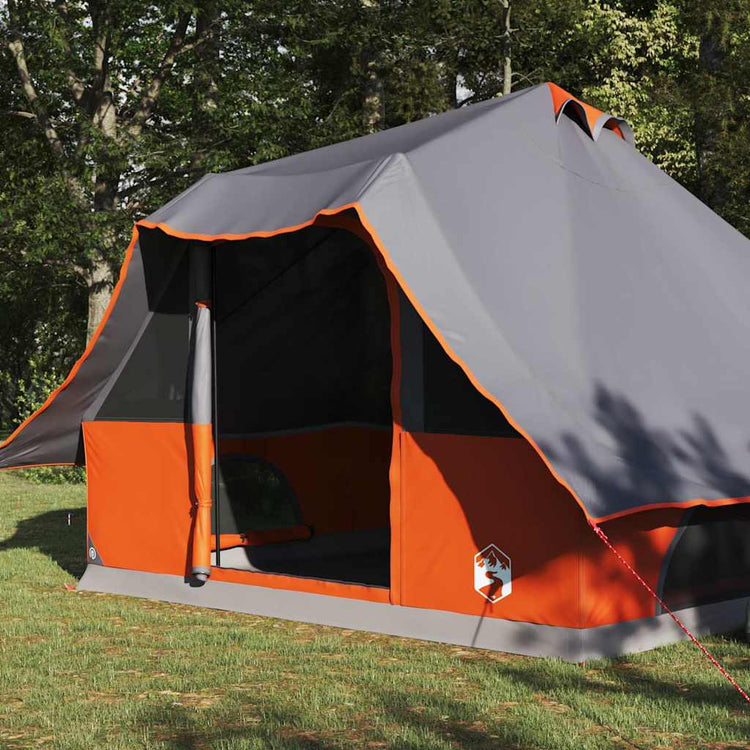 Vidaxx Tipi-Zelt mit Dach grau und orange 358 x 296 x 258 cm Taft