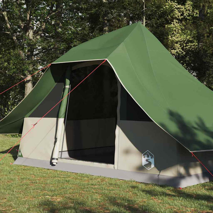 Vidaxx Tipi-Zelt mit Dach mit Stauraum, grün, 364 x 281 x 257 cm, Taft
