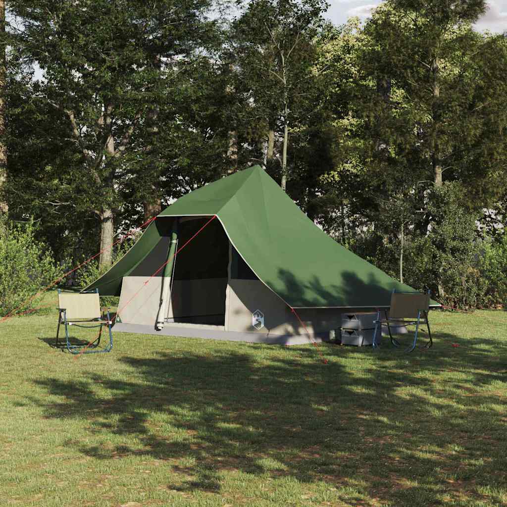 Vidaxx Tipi-Zelt mit Dach mit Stauraum, grün, 364 x 281 x 257 cm, Taft
