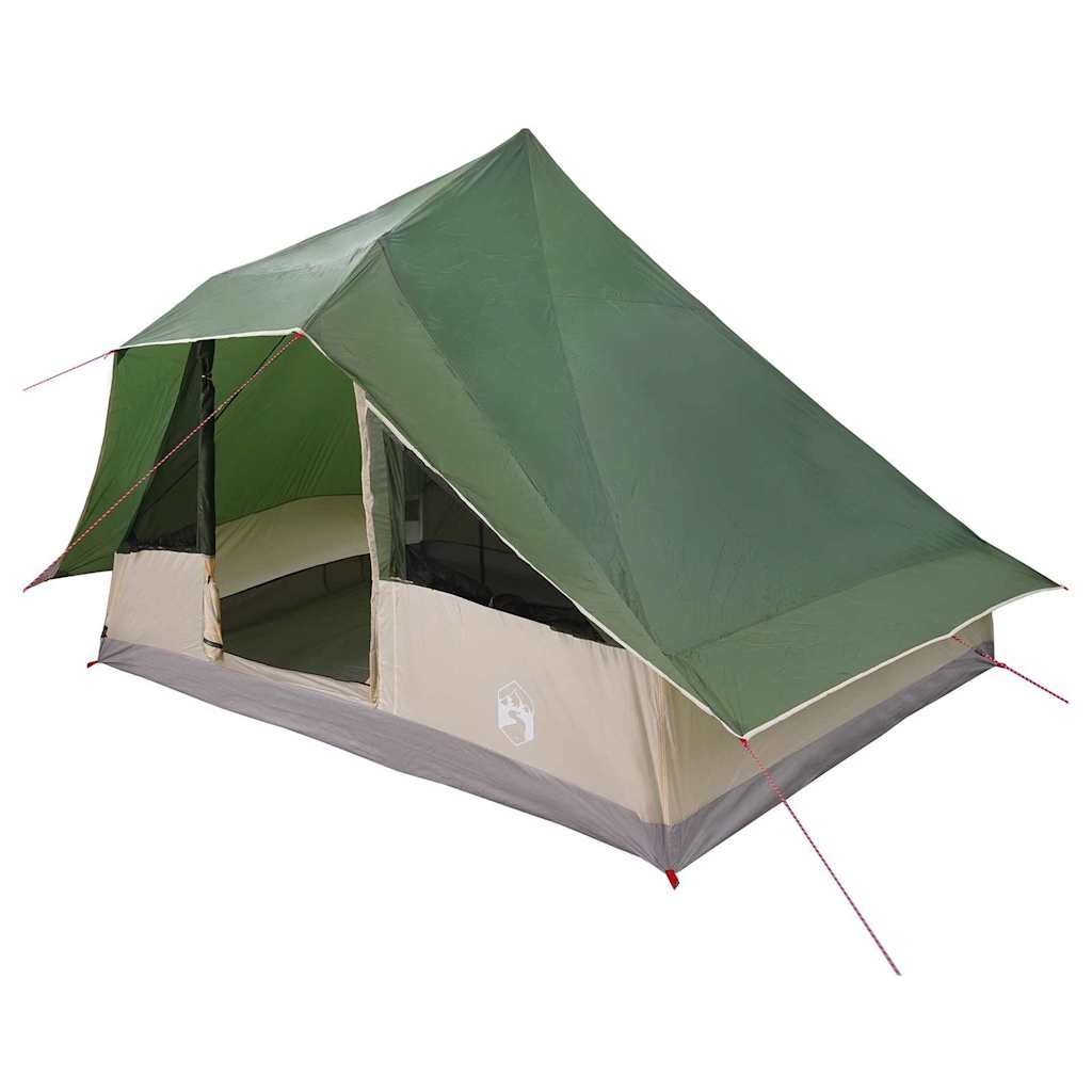 Vidaxx Tipi-Zelt mit Dach mit Stauraum, grün, 364 x 281 x 257 cm, Taft