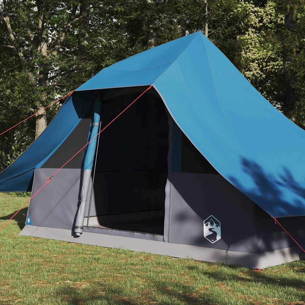 Vidaxx Tipi-Zelt mit Dach mit Stauraum, blau, 364 x 281 x 257 cm, Taft