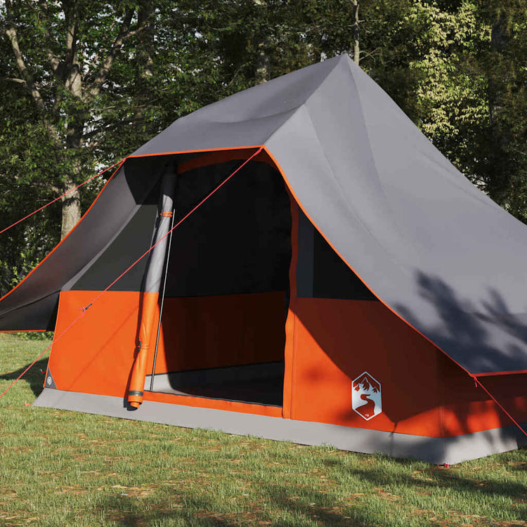 Vidaxx Tipi-Zelt mit Dach grau und orange 364 x 281 x 257 cm Taft