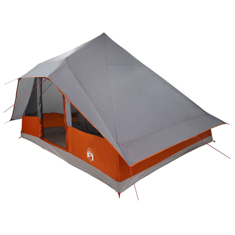 Vidaxx Tipi-Zelt mit Dach grau und orange 364 x 281 x 257 cm Taft