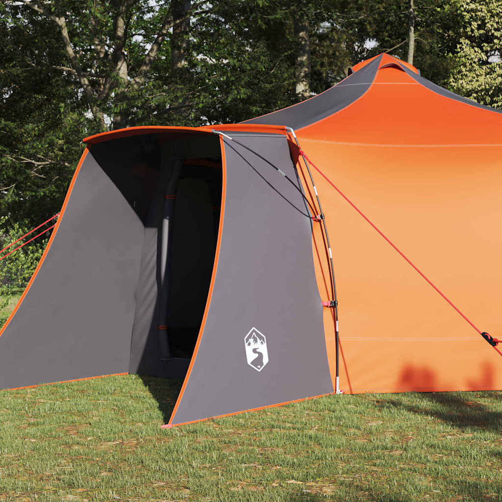 Vidaxx Tipi-Zelt mit Dach aus grauem und orangefarbenem Stoff, 492 x 492 x 275 cm