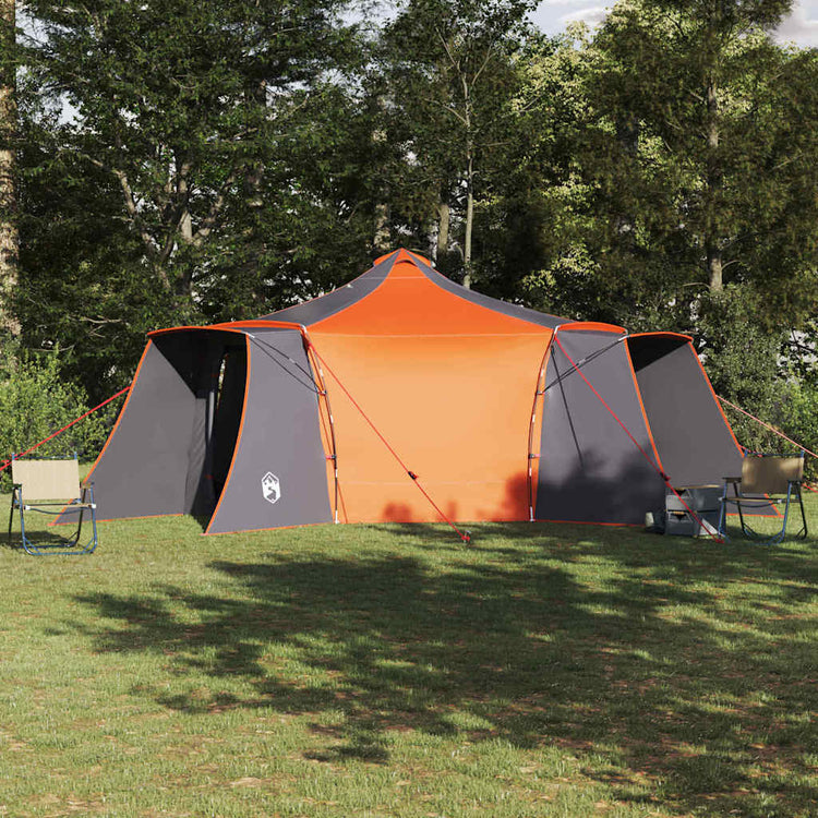 Vidaxx Tipi-Zelt mit Dach aus grauem und orangefarbenem Stoff, 492 x 492 x 275 cm