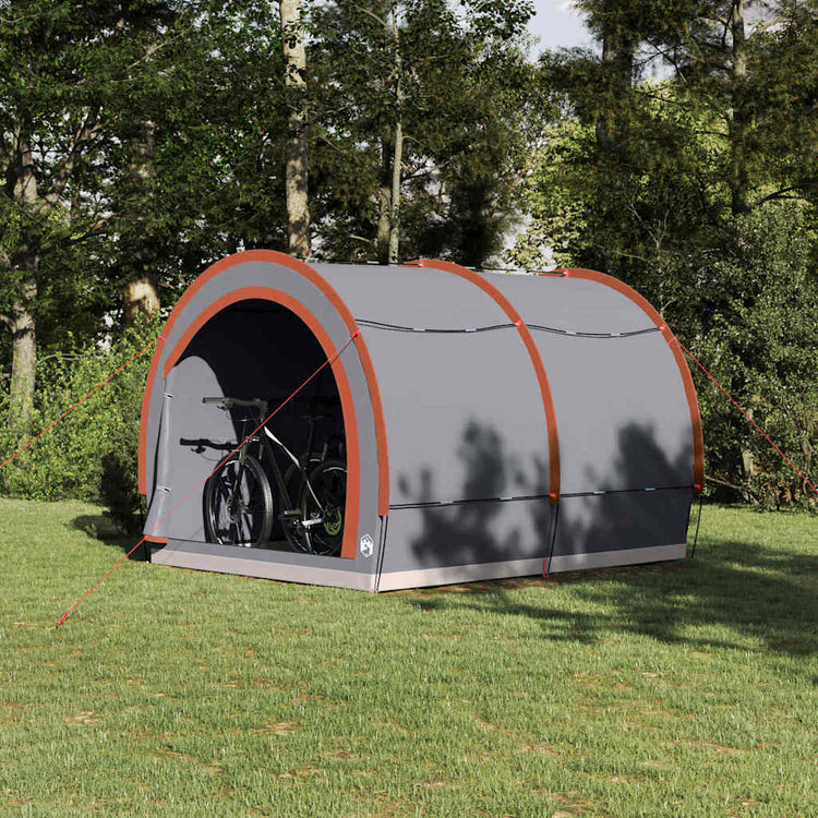 Vidaxxl Fahrradzelt mit Dach mit Stauraum in Grau und Orange, 256 x 222 x 182 cm