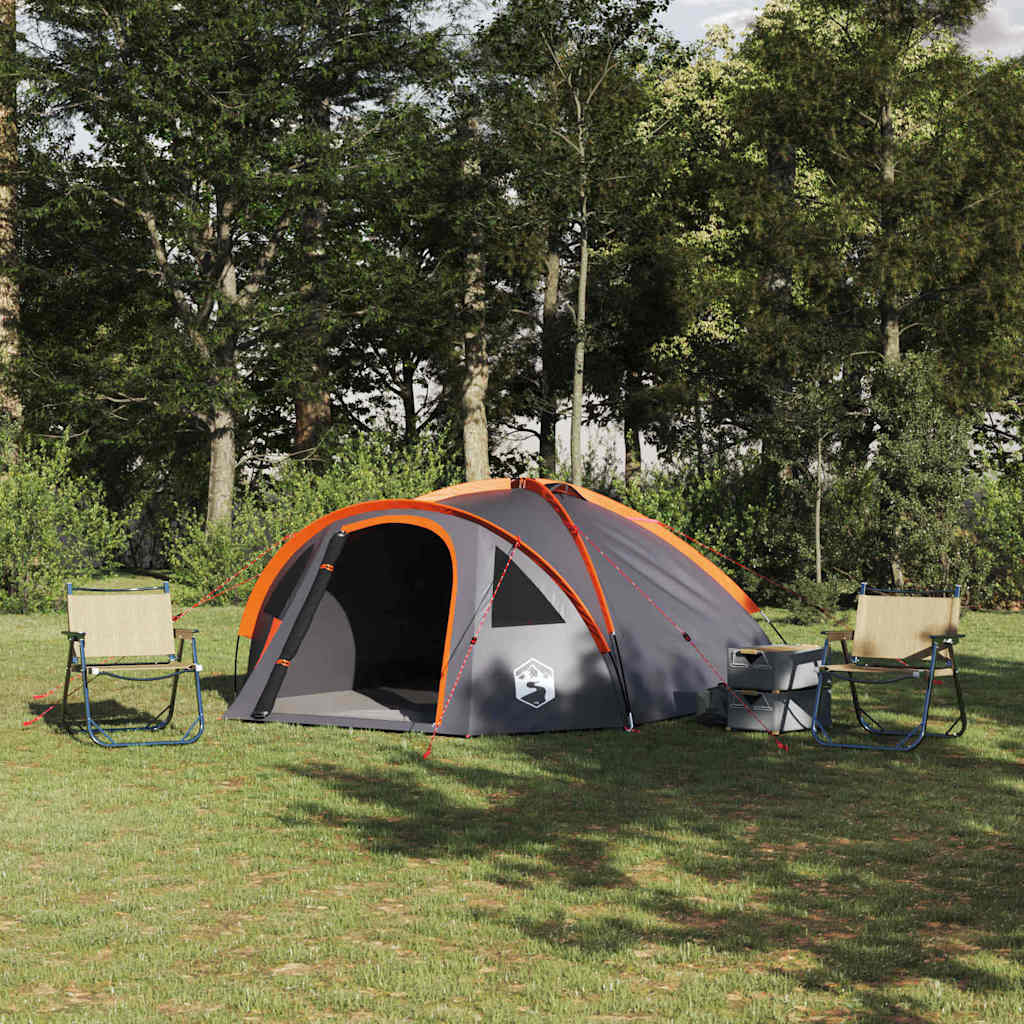 VidaXL Campingzelt grau und orange 308 x 268 x 130 cm Polyester