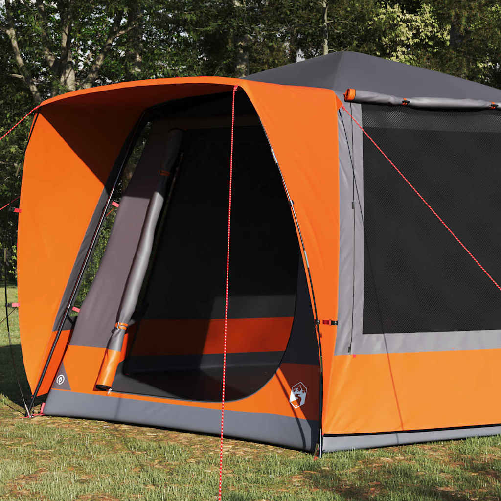 VidaXL Campingzelt grau und orange 420 x 420 x 227 cm Polyester