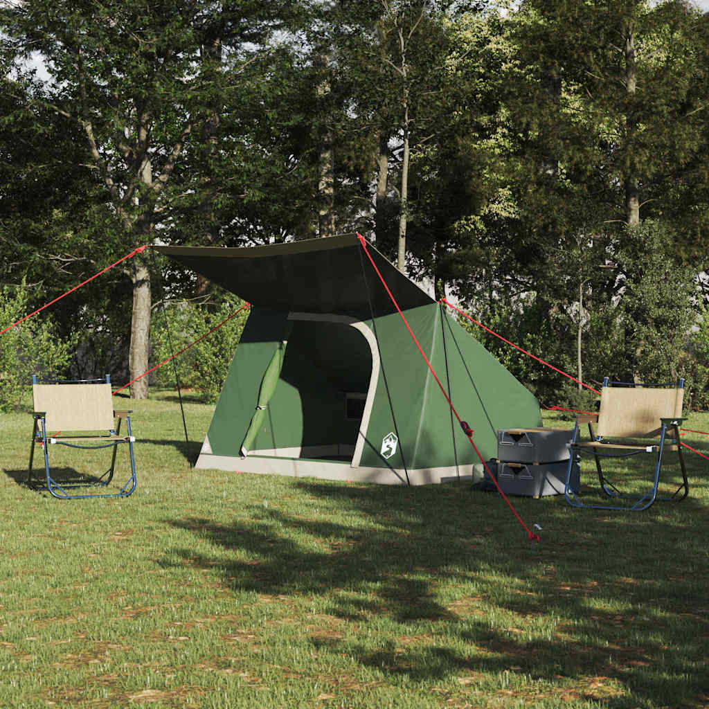 VidaXL Campingzelt mit Dach mit Stauraum, grün, 282 x 225 x 154 cm, Taft