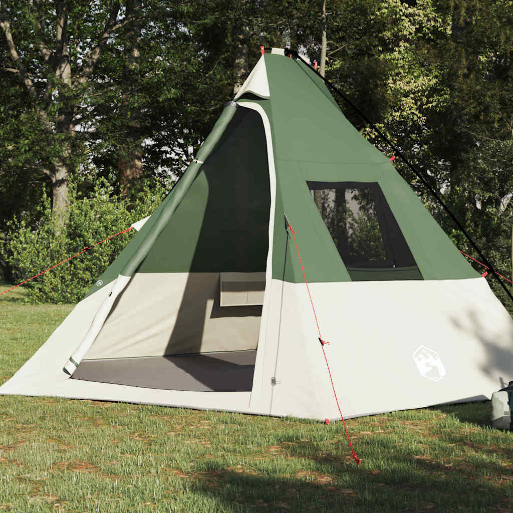 Vidaxx Tipi-Zelt mit Dach mit Stauraum, grün, 383 x 338 x 217 cm, Taft