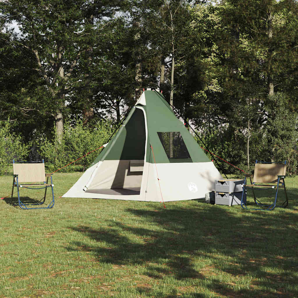 Vidaxx Tipi-Zelt mit Dach mit Stauraum, grün, 383 x 338 x 217 cm, Taft