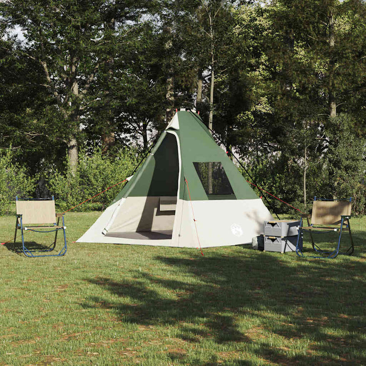 Vidaxx Tipi-Zelt mit Dach mit Stauraum, grün, 383 x 338 x 217 cm, Taft