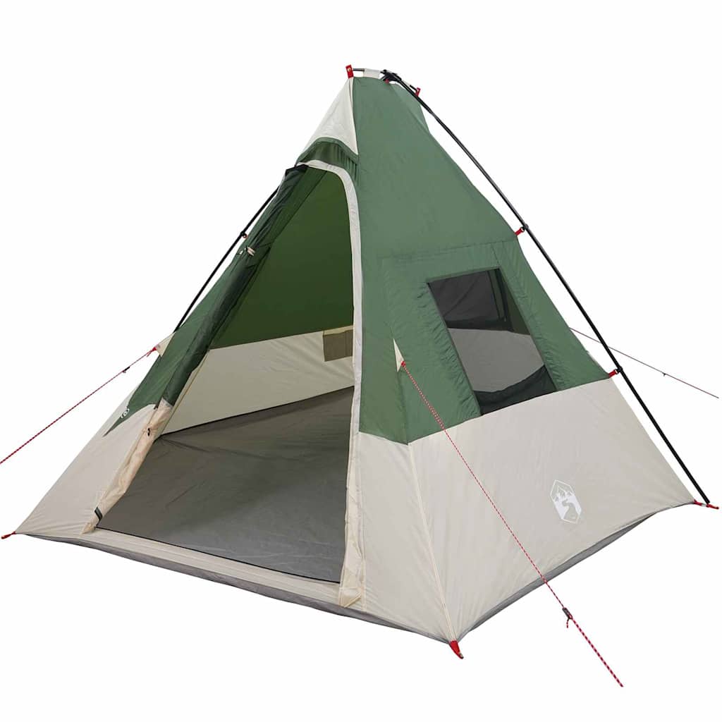 Vidaxx Tipi-Zelt mit Dach mit Stauraum, grün, 383 x 338 x 217 cm, Taft