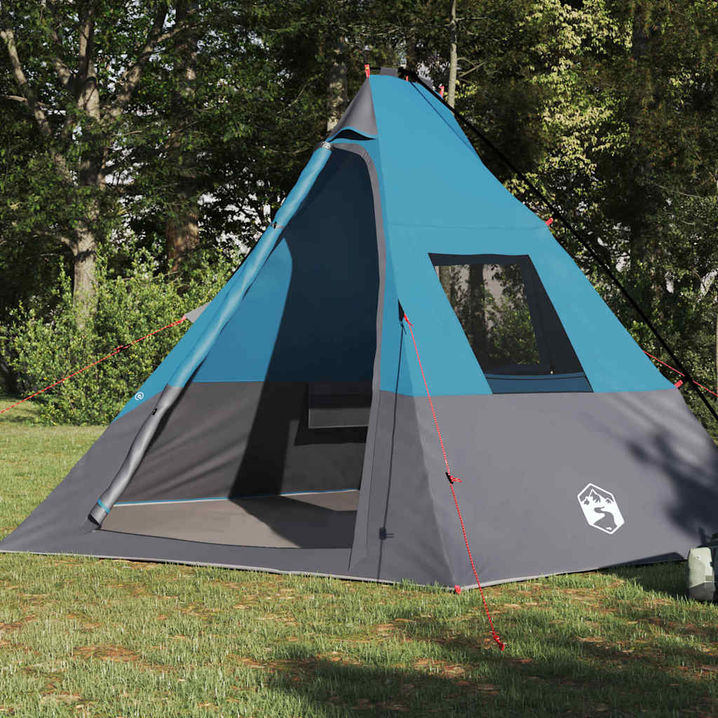 Vidaxx Tipi-Zelt mit Dach mit Stauraum, blau, 383 x 338 x 217 cm, Taft