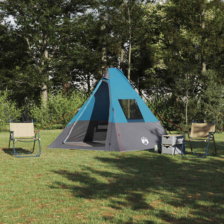 Vidaxx Tipi-Zelt mit Dach mit Stauraum, blau, 383 x 338 x 217 cm, Taft