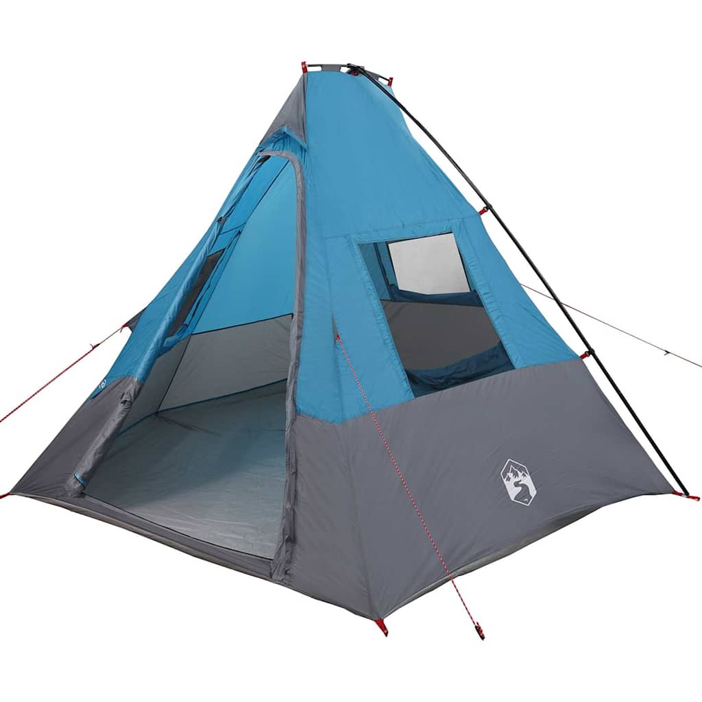 Vidaxx Tipi-Zelt mit Dach mit Stauraum, blau, 383 x 338 x 217 cm, Taft