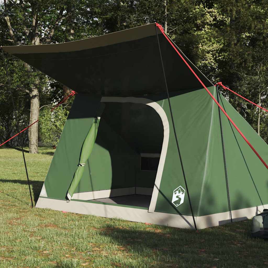VidaXL Campingzelt mit Dach mit Stauraum, grün, 223 x 163 x 130 cm, Taft