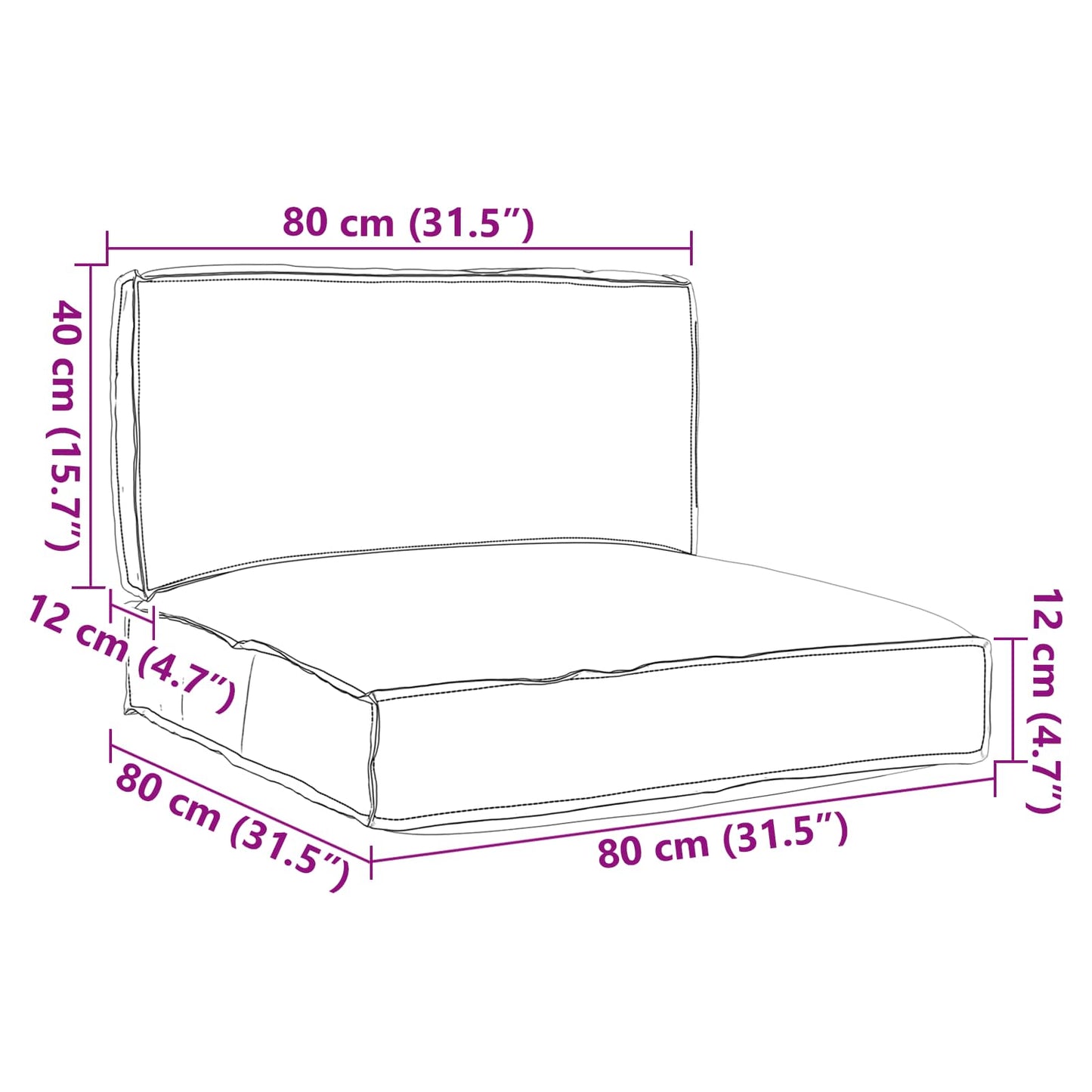 VidaXL Palettenkissen-Set 2-tlg. grauer Oxford-Stoff