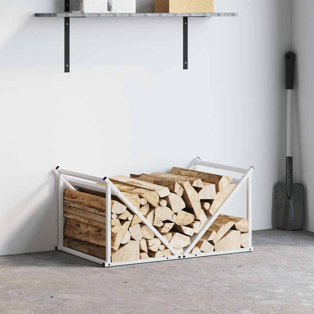 Vidaxx Kaminholzregal 70x43x34,5 cm kaltgewalzter Stahl weiß