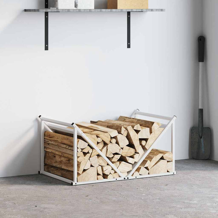 Vidaxx Kaminholzregal 70x43x34,5 cm kaltgewalzter Stahl weiß