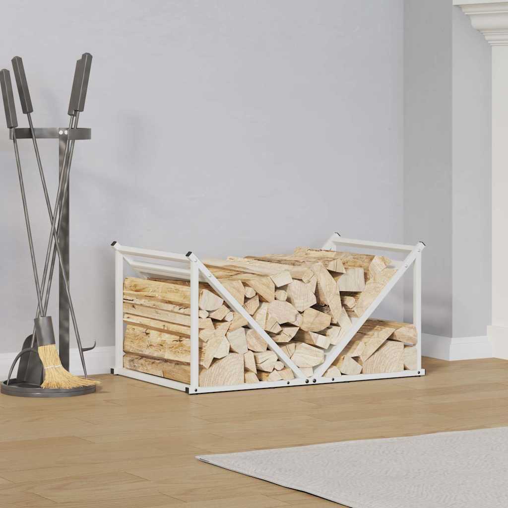 Vidaxx Kaminholzregal 70x43x34,5 cm kaltgewalzter Stahl weiß