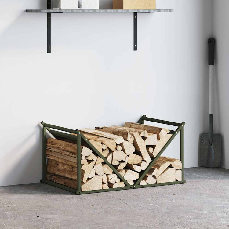 Vidaxx Kaminholzregal 70x43x34,5 cm kaltgewalzter Stahl olivgrün